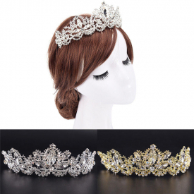 Rhinestones Baroque Bridal Crown Tiara Wedding Hair Headdress Flower King Prom