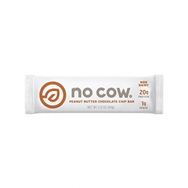 No Cow Protein Bar, Peanut Butter Chocolate Chip, 20g Plant Based Protein, Low Sugar, Dairy Free, Gluten Free, Vegan, 12 Count