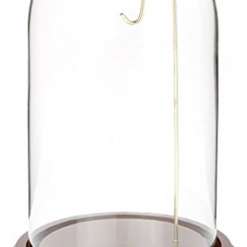Plymor Brand 4″ x 7″ Watch / Ornament Glass Display Dome Cloche (Walnut Base & Brass Wire)