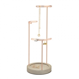 Umbra Tesora – Jewelry Organizer/Copper Jewelry Stand with Concrete Base