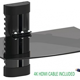 Jestik Wall Mount Shelf – Floating Shelf, TV Shelf, Media Shelf – Easy Mounting Solution – Adjustable Shelves for DVD Players, Cable Boxes, Games Consoles, TV Accessories, Plus 4K HDMI Cable (1 Shelf)