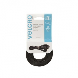 VELCRO Brand One Wrap Thin Ties, Black, 8 x 1/2-Inch, 25 Count (90927)