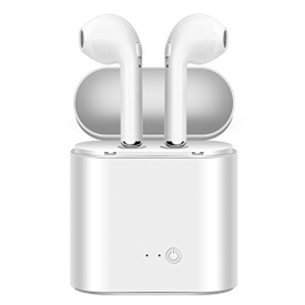 Wireless Earbuds,Amuoc Bluetooth Headphones Stereo Earphone Cordless Sport Headsets for Apple AirPods iphone X/8 /7/ 7 plus/ 6/ 6s plus Android, Samsung, LG with Charging Case (white) (White)