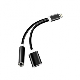 2 in 1 Lightning Adapter and Charger, iphone 7 / 7 plus / 8 / X adapter, Lightning to 3.5mm Aux Headphone Jack Audio Adapter for iPhone X iPhone 8/8Plus iPhone 7/7Plus (Black)
