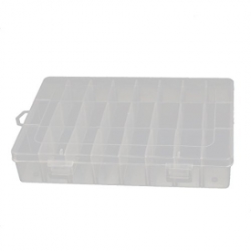 uxcell Plastic 24 Grids Electronic Components Storage Box Case Clear White