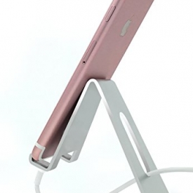 Cell Phone Stand Desk, Universal Phone Holder iPhone 5-X, all Samsung Galaxy and Note Android Smartphones, Nintendo Switch Holder for Kids, Dock, Kindle, Charging, Desktop Accessory : ABCs (Silver)