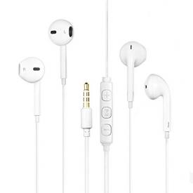 PW Electronics Wired 3.5MM Earphone Earbuds Headphones + 1 EVA Carry Case w/ Remote and Microphone for Workout Sports Fitness Sweat Proof (White X2)