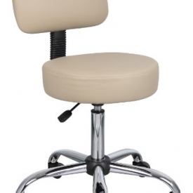 Boss Office Products B245-BG Be Well Medical Spa Stool with Back in Beige