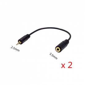 Elanx 2.5mm Male to 3.5mm Female Aux Headphone Adapter Cable for B&W/ Bose/Beats/Olympus/Canon Camera, 24K Gold Plated (2Pack)