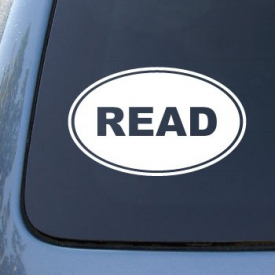 READ EURO OVAL – Books Literacy Kindle – Vinyl Car Decal Sticker #1735 | Vinyl Color: White