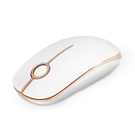 Jelly Comb 2.4G Slim Wireless Mouse with Nano Receiver Less Noise, Portable Mobile Optical Mice for Notebook, PC, Laptop, Computer, Macbook – White and Gold