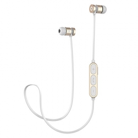 Bluetooth Headphones, OUZIFISH Wireless Headphones 4.1 Bluetooth Earbuds, Stereo Wireless Earbuds Noise Cancelling Wireless Earphones Fit for Sports with Built-in Mic White Gold