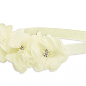 “Petals” Keepsake Headband for Christenings, Baptism and Baby Blessings (Cream)