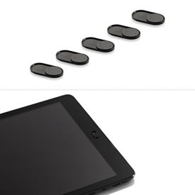 Webcam Cover – Black Magnet Slider 5 Pack – NEW STRONGER ADHESIVE – iPhone Android Laptops Macbooks PCs Tablets – Swiss Made Quality – Covers Camera for Privacy & Security Against Cam Hacks