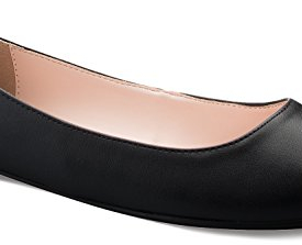 OLIVIA K Women’s Comfort Basic Classic Ballet Flat Shoes – Formal, Casual Easy Slip On Work Shoe, Black Pu, 7.5 B (M) US