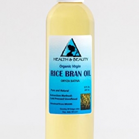 Rice Bran Oil Unrefined Organic Carrier Cold Pressed Virgin Raw Pure 8 oz