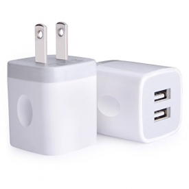 USB Wall Charger, Charger Adapter, Ailkin 2-Pack 2.1Amp Dual Port Quick Charger Plug Cube for iPhone 7/6S/6S Plus/6 Plus/6/5S/5, Samsung Galaxy S7/S6/S5 Edge, LG, HTC, Huawei, Moto, Kindle and More