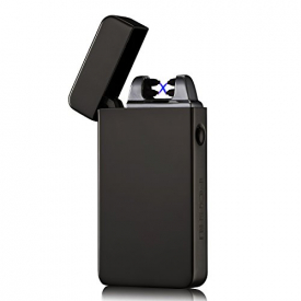 FORHU USB Rechargeable Lighter Windproof Flameless Electronic Pulse Arc Cigarette Lighter (Black ice)