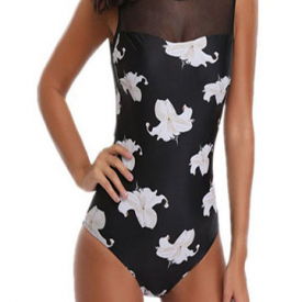 Mesh Printed U Back One Piece