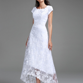 Sheath  Column White Boho Beach Wedding Dress
