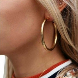 Gold Round Metal Ring Detail Earrings