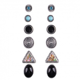 Multi Color Geometric Pattern Earring Set