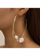 Asymmetric Pearl Detail Gold Layered Earrings