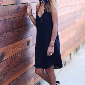 A-Line Spaghetti Straps Chiffon Little Black Dresses-Cheap Casual Dresses