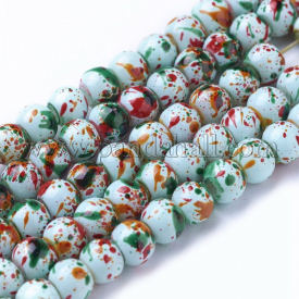 Opaque Baking Painted Glass Beads Strands, Round, LightCyan, 4~4.5×3~3.5mm, Hole: 0.7mm; about 217pcs/strand, 31.4″(80cm)