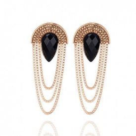 Gold Alloy Layered Teardrop Detail Earrings