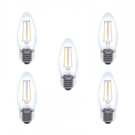 Integral LED Glass Candle Bulb E27 2W (25W) 2700K Non-Dimmable Lamp – 5 Pack