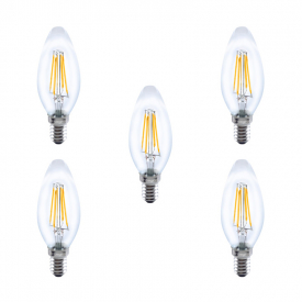 Integral LED Glass Candle Bulb E14 4W (36W) 2700K Non-Dimmable Lamp – 5 Pack