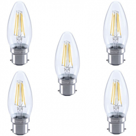 Integral LED Full Glass Candle Bulb B22 4.5W (40W) 2700K Dimmable Lamp – 5 Pack