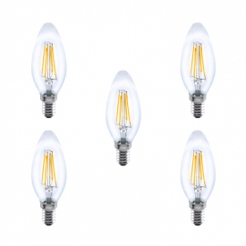 Integral LED Full Glass Candle Bulb E14 3.5W (31W) 2700K Dimmable Lamp – 5 Pack