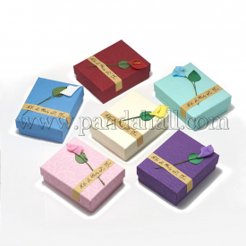 Cardboard Jewelry Set Boxes, with Sponge Inside, Rectangle, Mixed Color, 9x7x3cm.