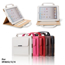 PU Leather Stand Case with Handle   Storage Compartment for iPad 2 3 4 – Perfect for Travel