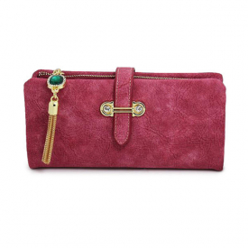 Tassel Removable Nubuck Leather Long Wallet Purse Clutch Bag Card Holder Phone Bags