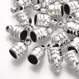 CCB Plastic Cord Ends, Platinum, 9.5×5.5mm, Hole: 1.2mm; Inner Diameter: 4mm
