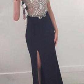 Chicloth Sheath Jersey Simple Long Prom Dresses Cheap