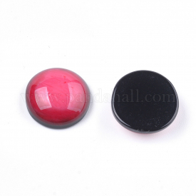 Resin Cabochons, Dome/Half Round, DeepPink, 12x5mm