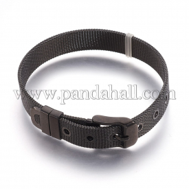 304 Stainless Steel Watch Bands, Watch Belt Fit Slide Charms, Gunmetal, 8-1/2″(21.5cm); 10mm
