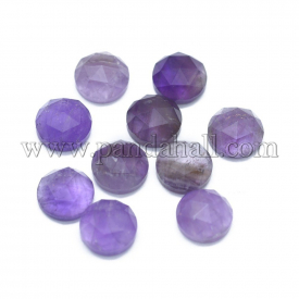 Natural Gemstone Cabochons, Faceted, Flat Round, 7.5×3.5~4mm