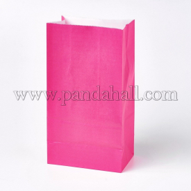 Pure Color Kraft Paper Bag, Food Storage Bags, No Handles, For Baby Shower Kid’s Birthday Party, DeepPink, 23.5x13x8cm