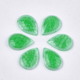 Epoxy Resin Cabochons, Teardrop, LimeGreen, 11.5~12×7.5~8x3mm