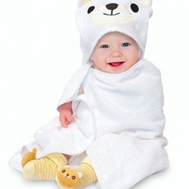 N.H.S. Baby Products All Cotton Polar Bear Bath Towel with Washcloth and Socks