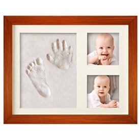Bubzi Co Baby Handprint Kit & Footprint Photo Frame for Newborn Girls and Boys, Unique Baby Shower Gifts Set for Registry, Memorable Keepsake Box Decorations for Room Wall or Nursery Decor