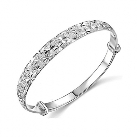 Botrong Unique Design Fashion Jewelry 925 Sterling Silver Womens Charm Bangle Bracelet Gift (Silver) (Silver)