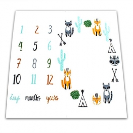 NinkyNonk Baby Photo Blanket Props Baby First Year Month to Month Photography Background, Cute Animals Style Milestone Blanket for Toddler boys girls