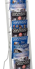 Displays2go Portable Literature Stand with 10 Pockets, Steel Silver (NCYBRCHSLV)