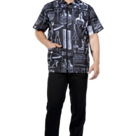 Betty Dain Vintage Print Barber Jacket, M, Black